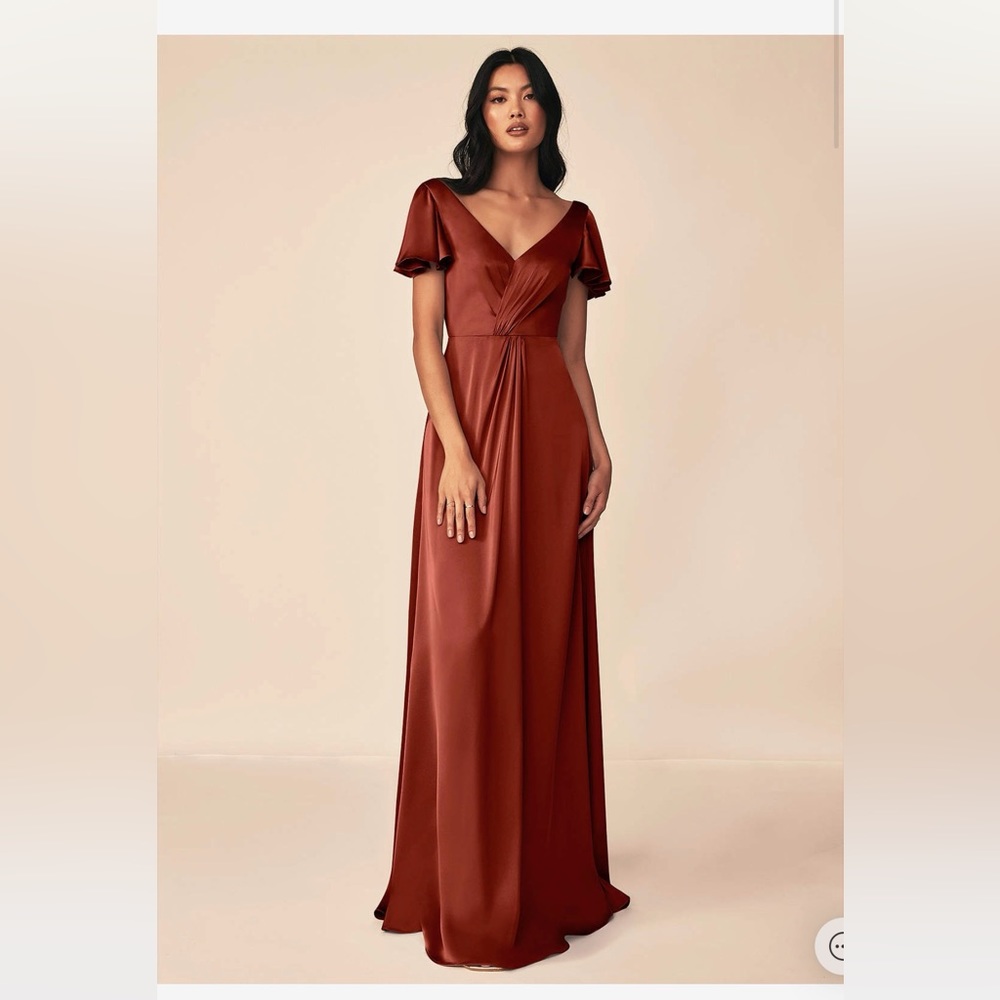 Azazie Soren Stretch Satin Dress (Terracotta)